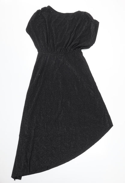 SheIn Womens Black Polyester Fit & Flare Size M Boat Neck Pullover - Chain Detail