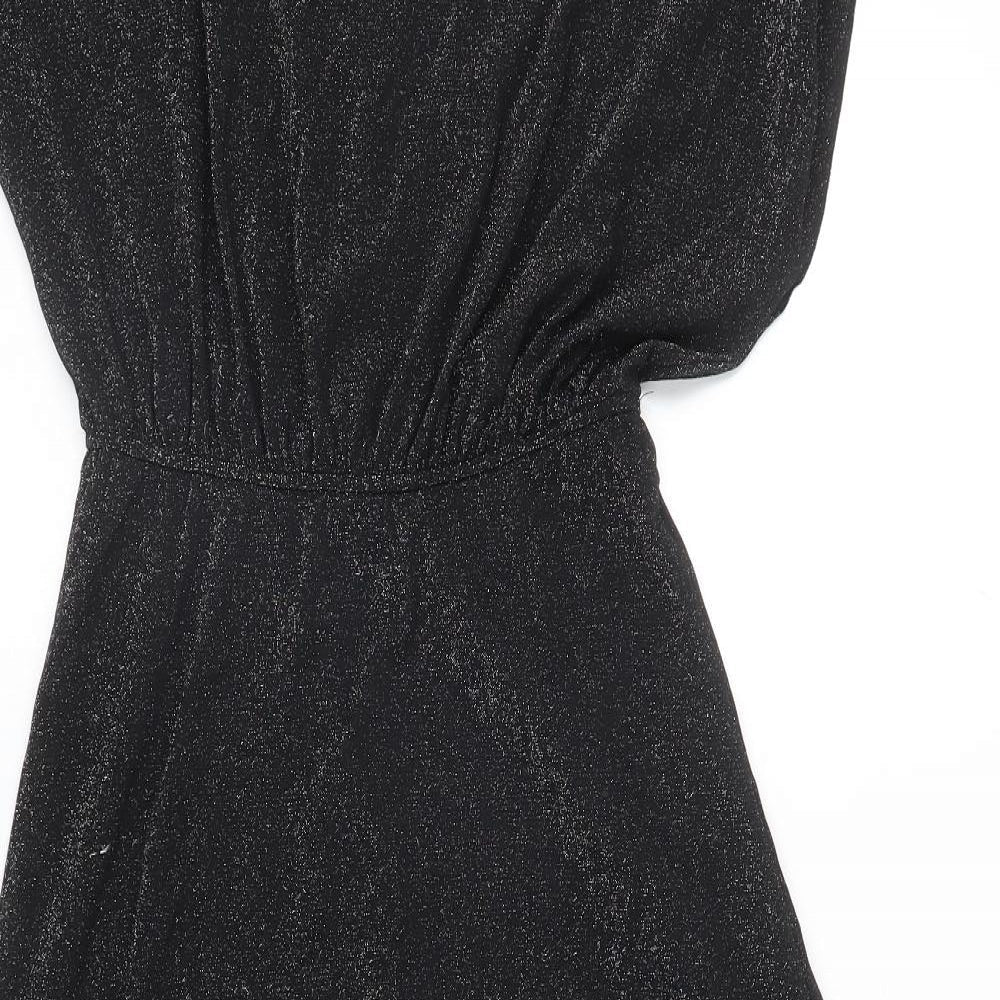 SheIn Womens Black Polyester Fit & Flare Size M Boat Neck Pullover - Chain Detail