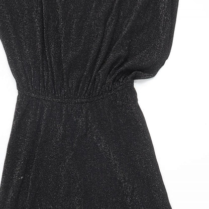 SheIn Womens Black Polyester Fit & Flare Size M Boat Neck Pullover - Chain Detail