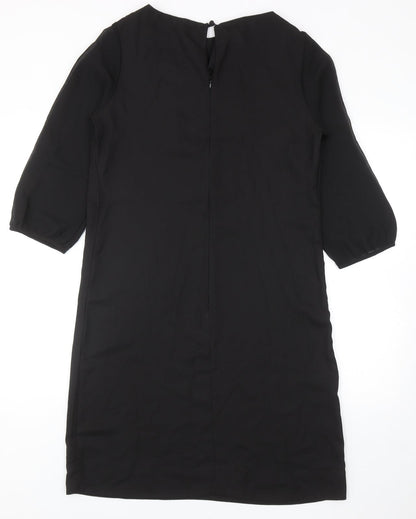 Per Una Womens Black Polyester Sheath Size 14 Boat Neck Zip - Embellished Neckline