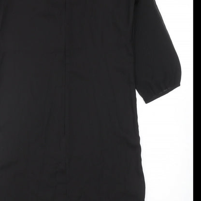 Per Una Womens Black Polyester Sheath Size 14 Boat Neck Zip - Embellished Neckline