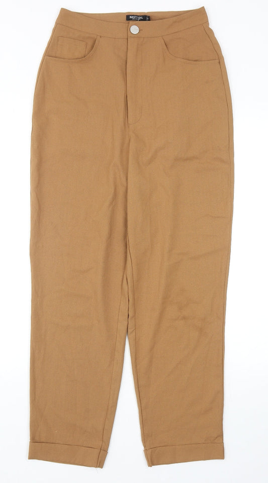 Nasty Gal Womens Brown Polyester Chino Trousers Size 8 Regular Zip