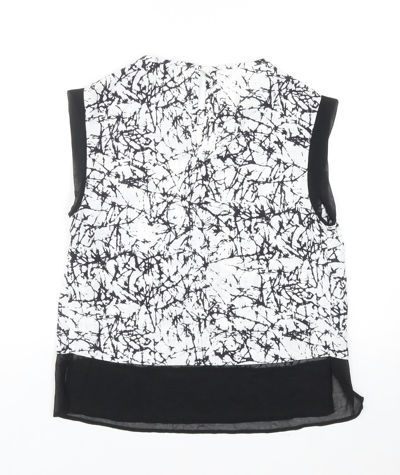 Papaya Womens Black Geometric Polyester Basic Blouse Size 8 Boat Neck