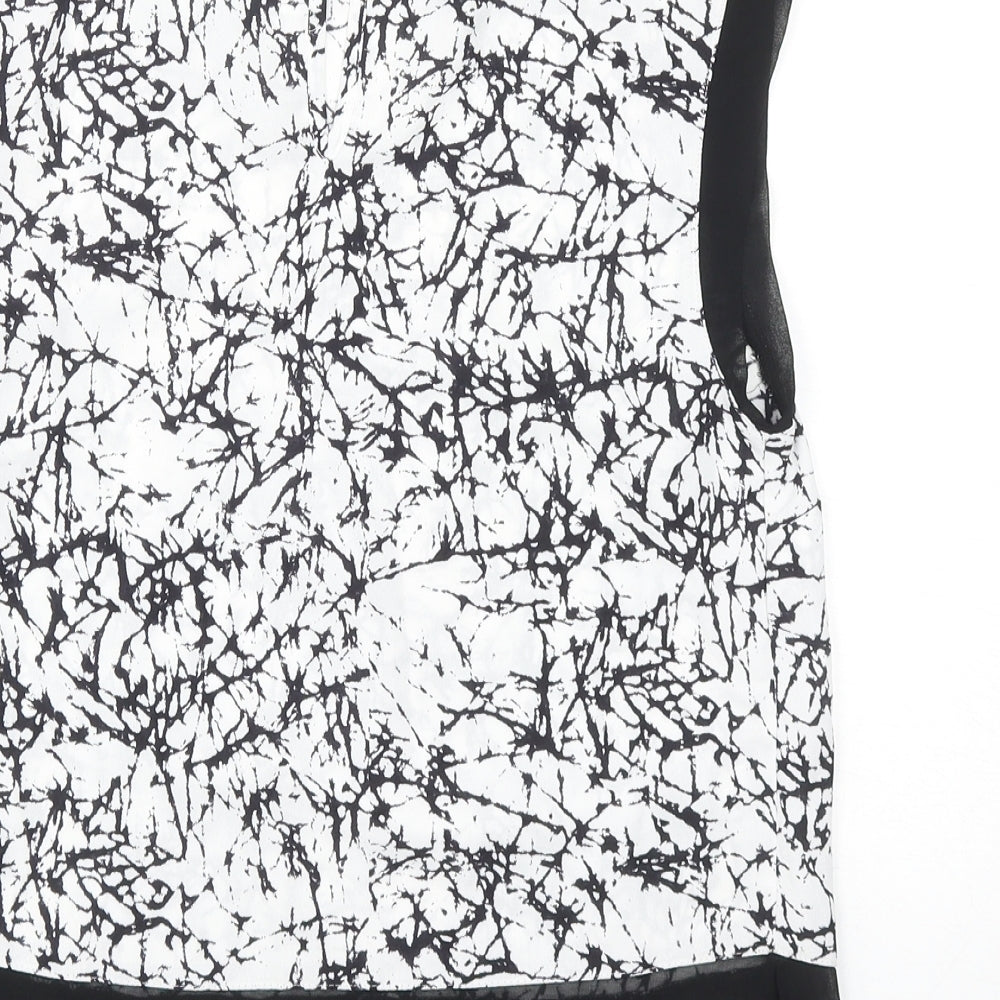 Papaya Womens Black Geometric Polyester Basic Blouse Size 8 Boat Neck