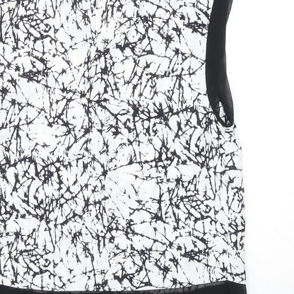 Papaya Womens Black Geometric Polyester Basic Blouse Size 8 Boat Neck