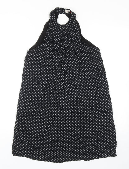 Louche Womens Black Polka Dot Viscose Shift Size 8 Halter Button