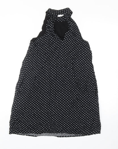 Louche Womens Black Polka Dot Viscose Shift Size 8 Halter Button