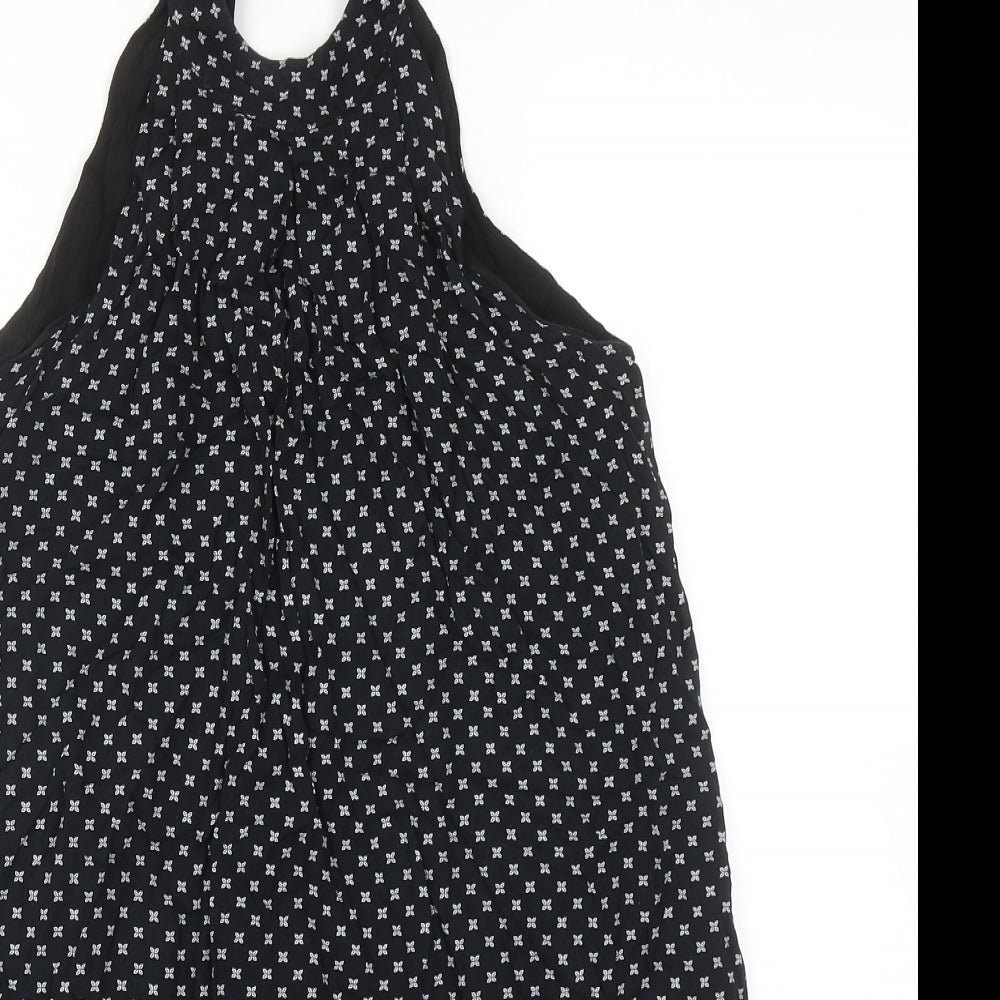 Louche Womens Black Polka Dot Viscose Shift Size 8 Halter Button