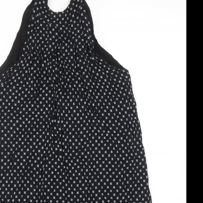 Louche Womens Black Polka Dot Viscose Shift Size 8 Halter Button