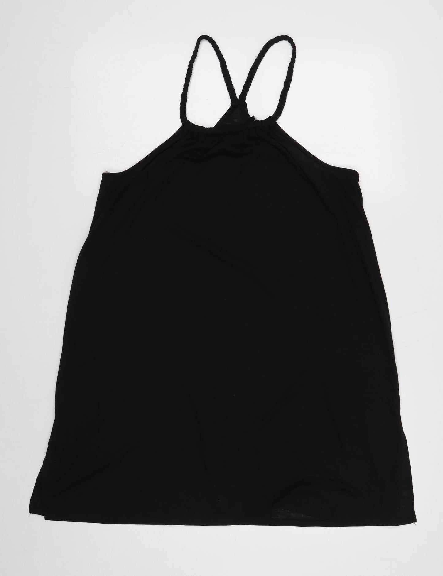 George Womens Black Polyester Basic Blouse Size L Round Neck