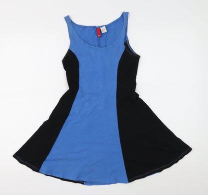 Divided Womens Multicoloured Colourblock Cotton Skater Dress Size XS Scoop Neck Pullover