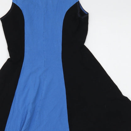 Divided Womens Multicoloured Colourblock Cotton Skater Dress Size XS Scoop Neck Pullover