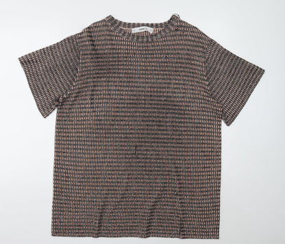 Zara Womens Multicoloured Geometric Polyester Shift Size 8 Boat Neck Pullover