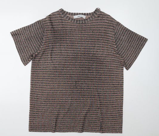 Zara Womens Multicoloured Geometric Polyester Shift Size 8 Boat Neck Pullover