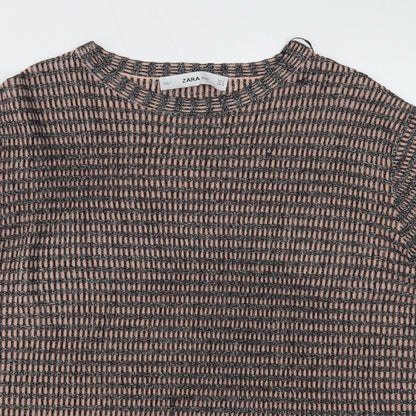 Zara Womens Multicoloured Geometric Polyester Shift Size 8 Boat Neck Pullover