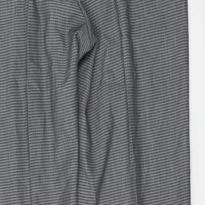 Marks and Spencer Mens Grey Plaid Polyester Dress Pants Trousers Size 38 in L31 in Regular Button
