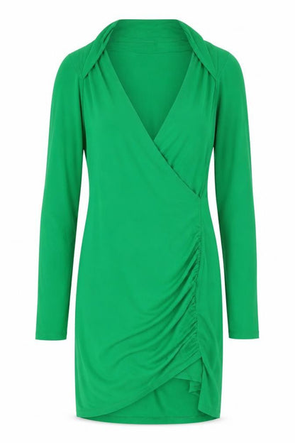 Bershka Womens Green Polyester Mini Size L Collared Pullover