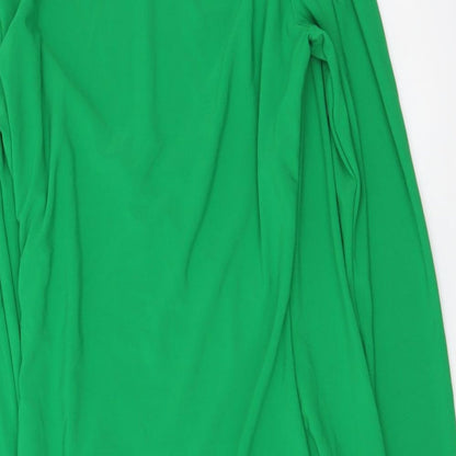 Bershka Womens Green Polyester Mini Size L Collared Pullover