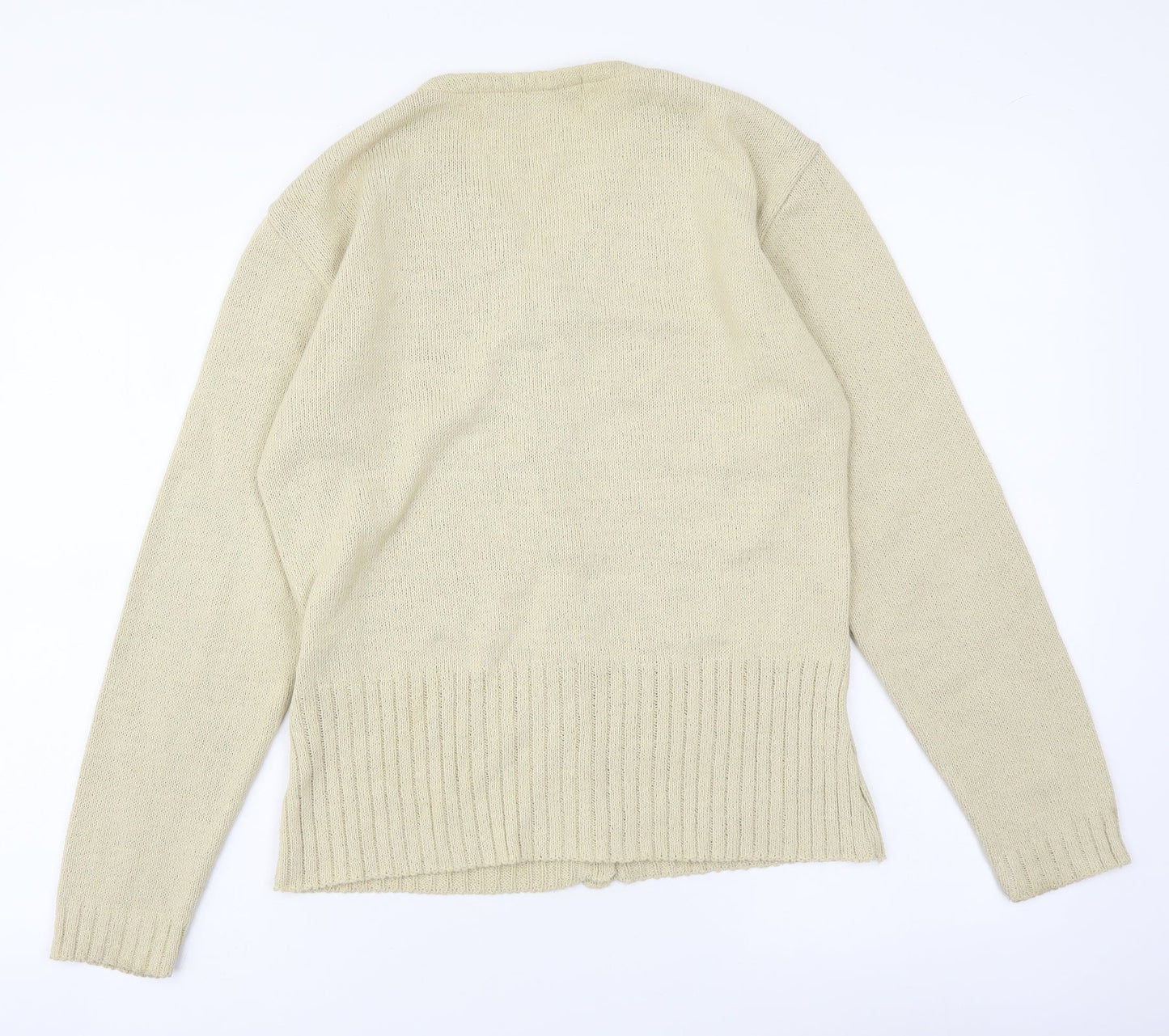 Portland Womens Beige V-Neck Acrylic Cardigan Jumper Size M