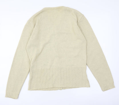 Portland Womens Beige V-Neck Acrylic Cardigan Jumper Size M
