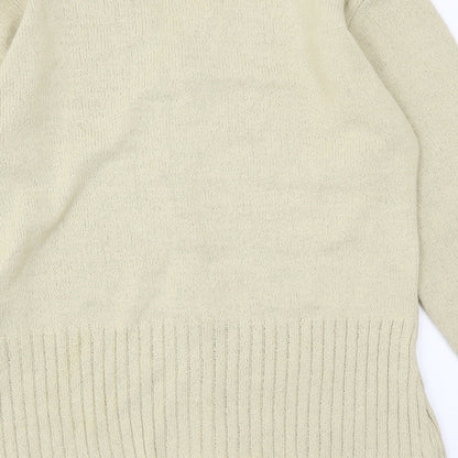Portland Womens Beige V-Neck Acrylic Cardigan Jumper Size M