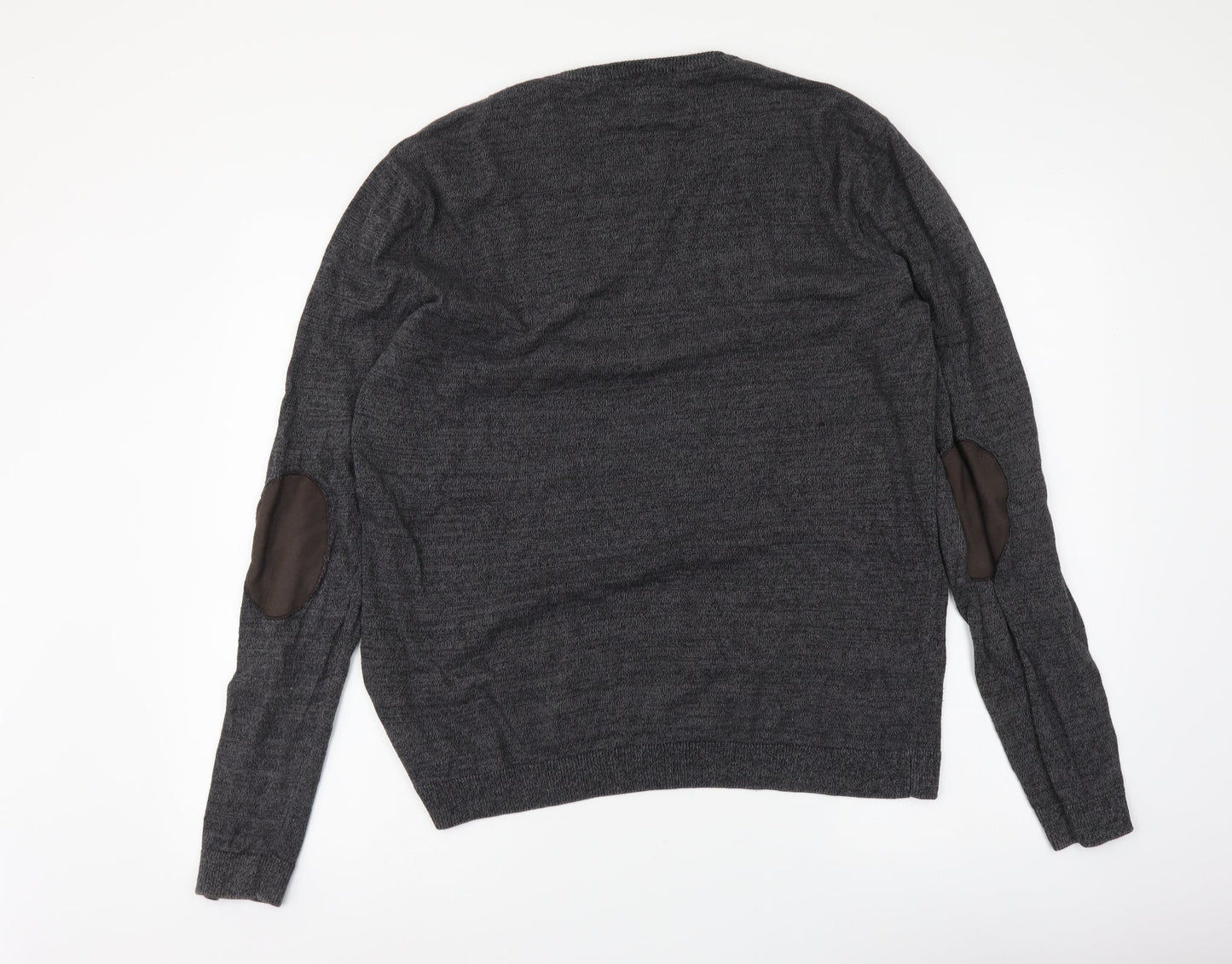 ASOS Mens Grey V-Neck Cotton Pullover Jumper Size M