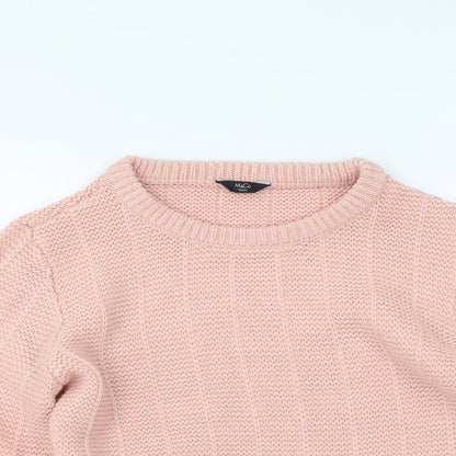 Womens UK Size 10 M&Co Pink Pullover Jumper