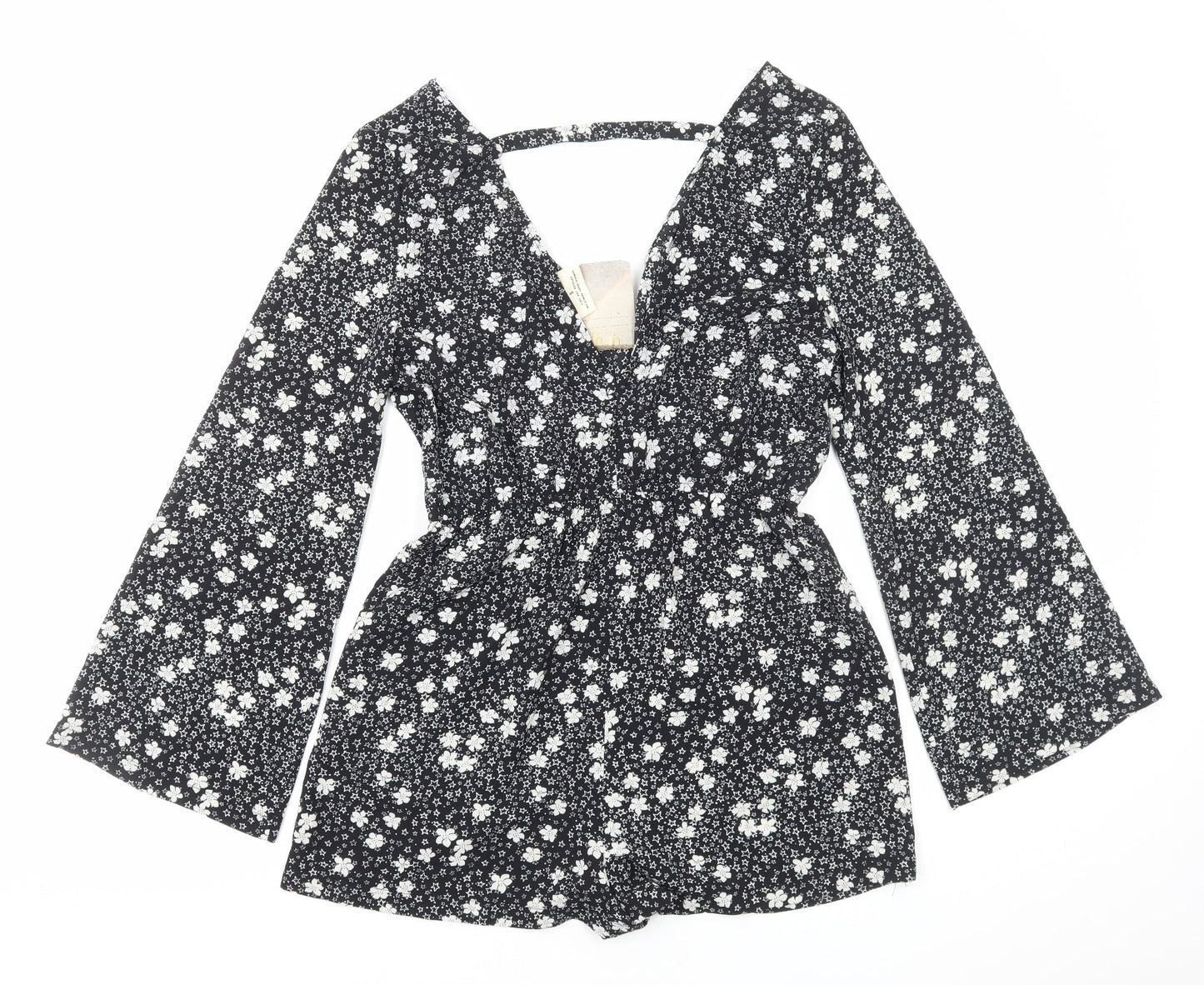 Pins & Needles Womens Black Floral Polyester Playsuit One-Piece Size S Pullover