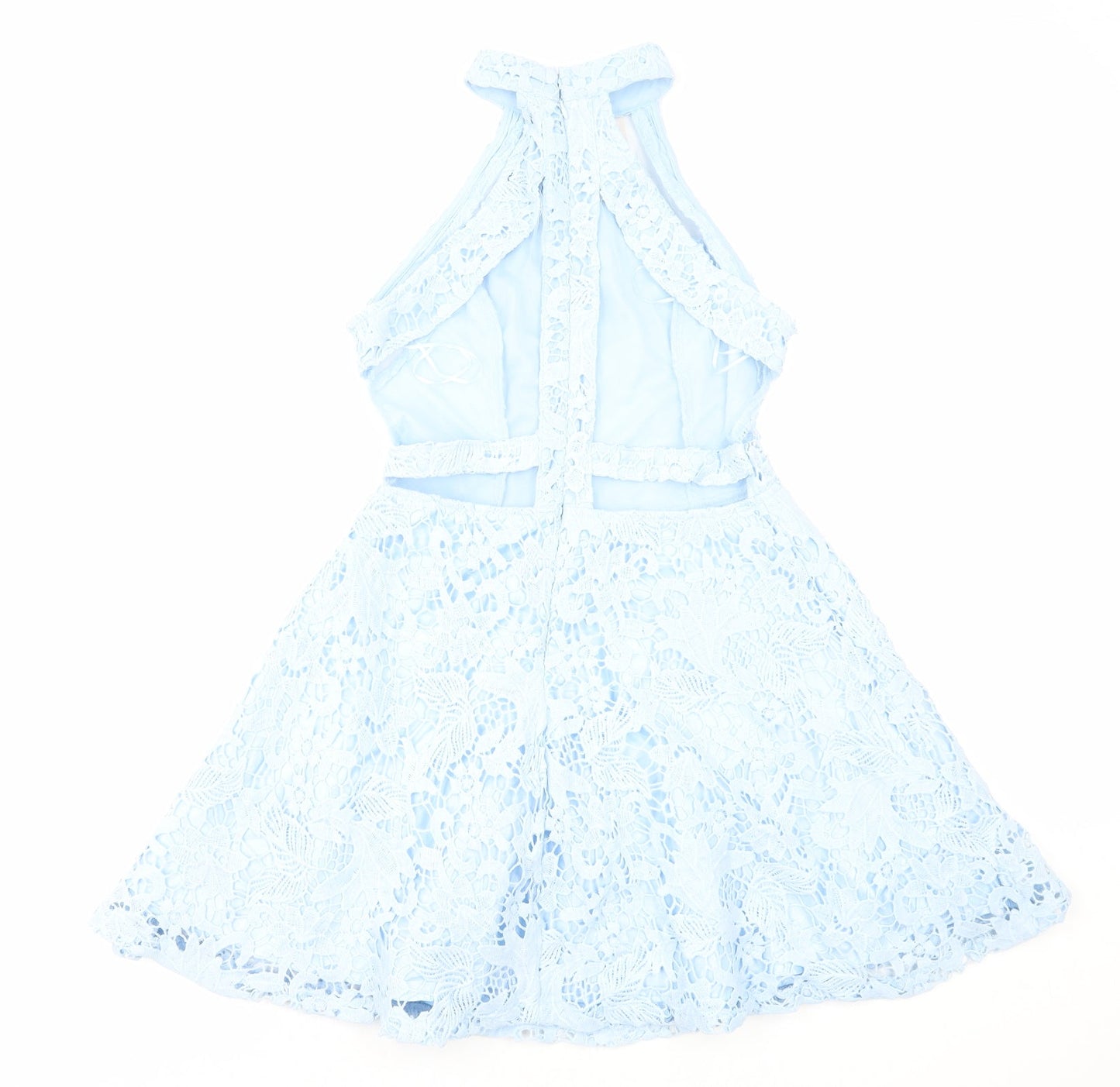 Girl in Mind Womens Blue Polyester Fit & Flare Size 10 Halter Zip