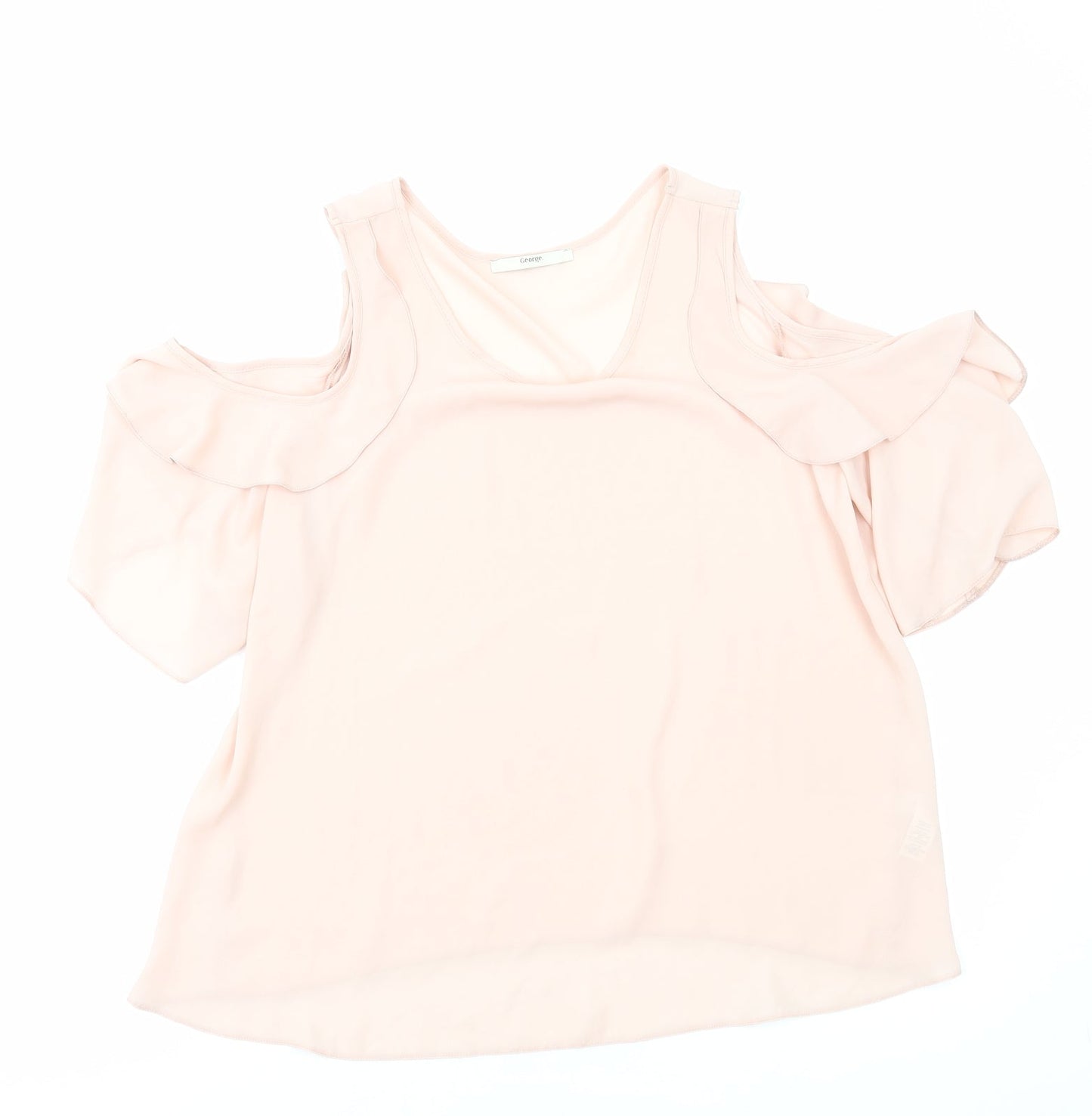 George Womens Pink Polyester Basic Blouse Size 12 Round Neck