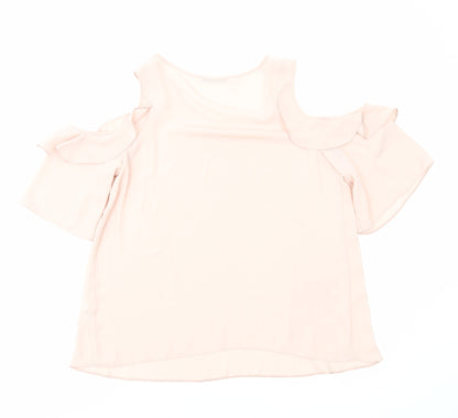 George Womens Pink Polyester Basic Blouse Size 12 Round Neck