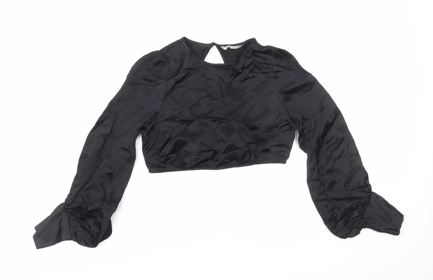 Womens UK Size S Zara Black Cropped Blouse