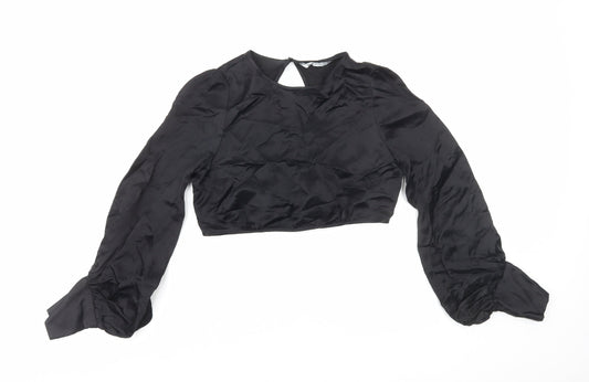 Womens UK Size S Zara Black Cropped Blouse