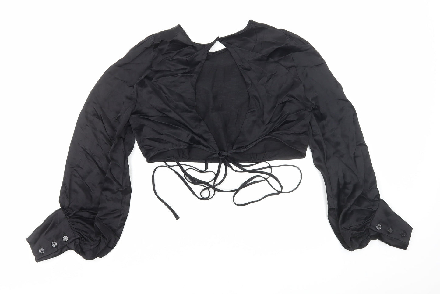 Womens UK Size S Zara Black Cropped Blouse