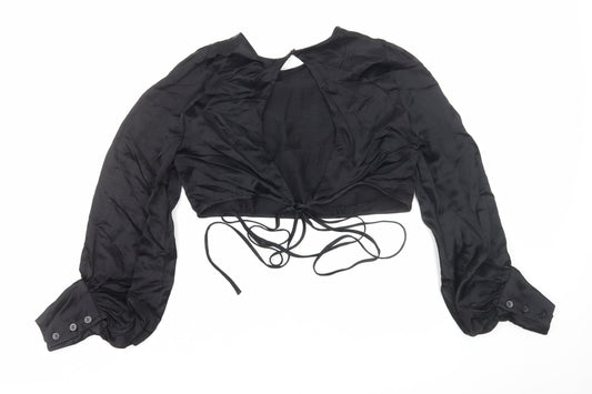 Womens UK Size S Zara Black Cropped Blouse