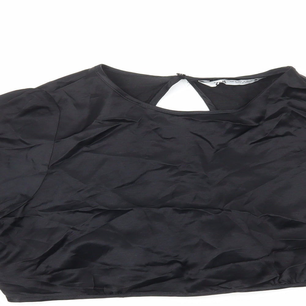 Womens UK Size S Zara Black Cropped Blouse
