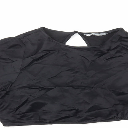 Womens UK Size S Zara Black Cropped Blouse