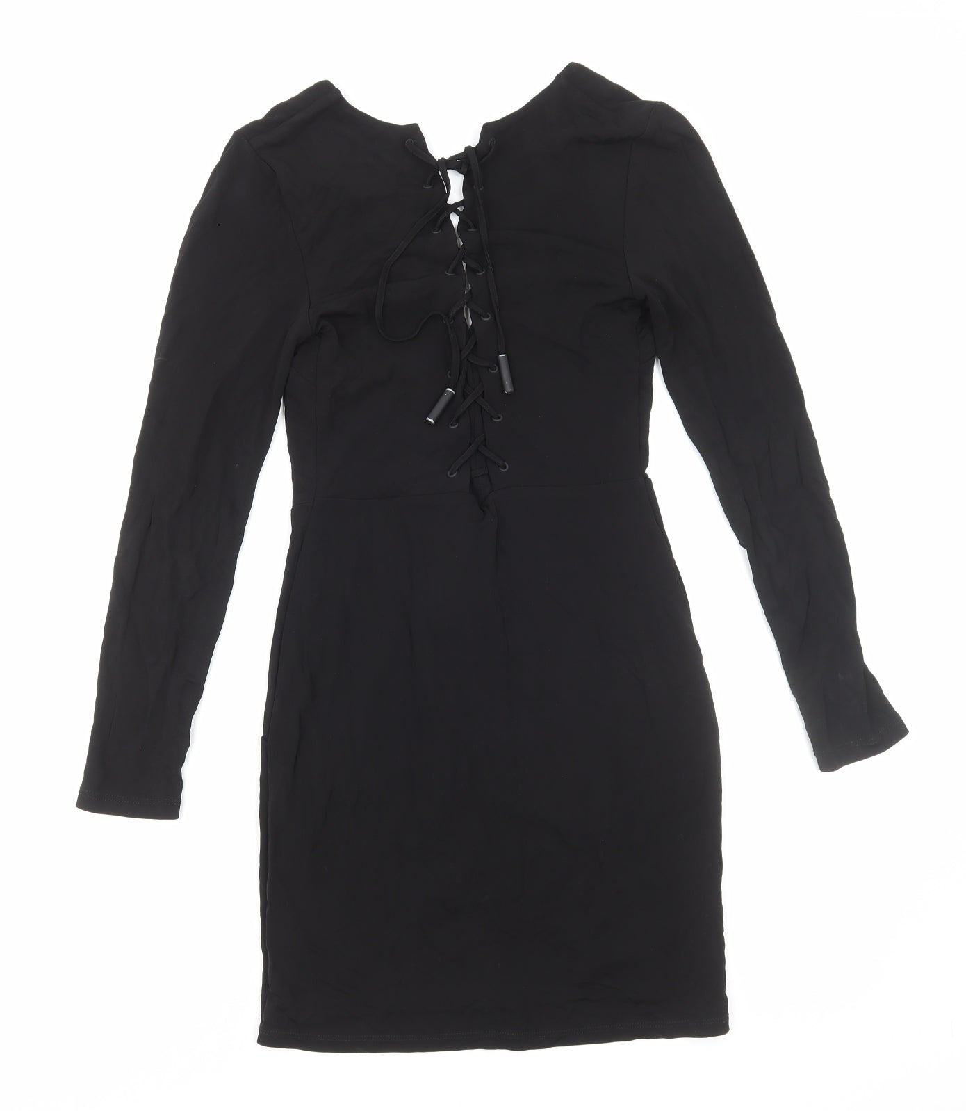 Kendall And Kylie Womens Black Polyester Mini Size 8 V-Neck Lace Up