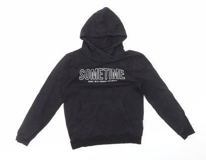 Sometime Soon Boys Black Cotton Pullover Hoodie Size 10 Years Pullover