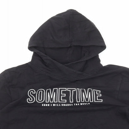 Sometime Soon Boys Black Cotton Pullover Hoodie Size 10 Years Pullover