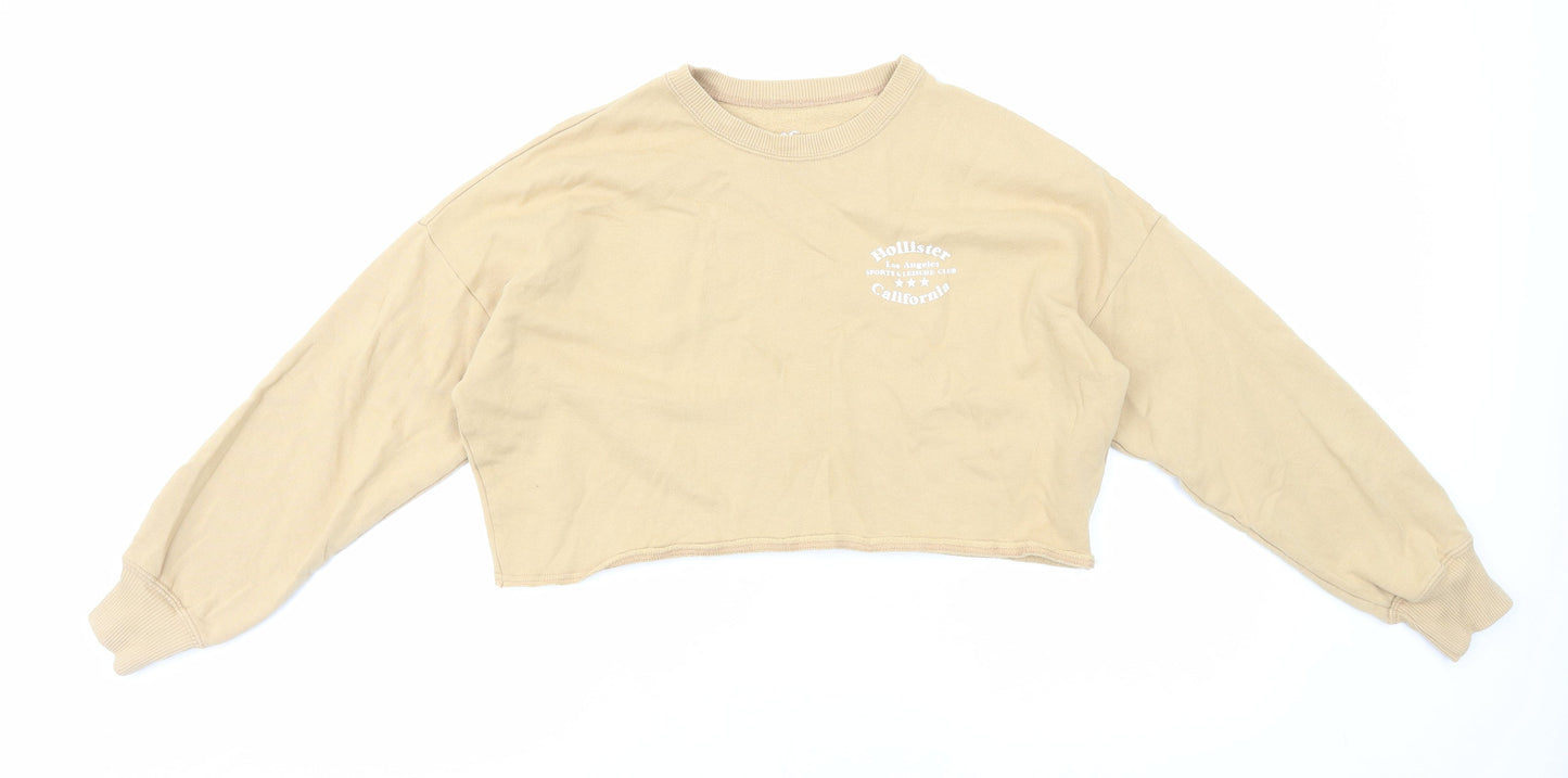 Hollister Womens Beige Cotton Pullover Sweatshirt Size S Pullover - Cropped