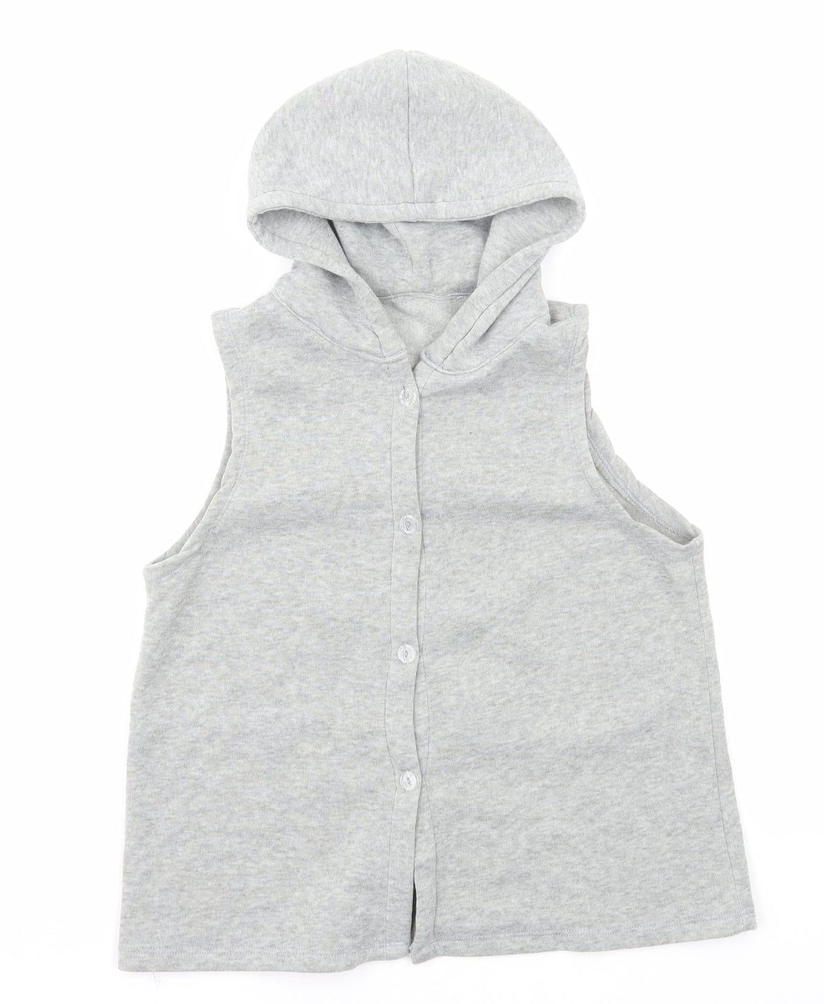Preworn Girls Grey Polyester Pullover Hoodie Size M Button