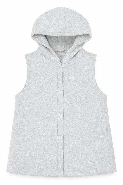 Preworn Girls Grey Polyester Pullover Hoodie Size M Button