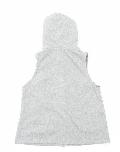 Preworn Girls Grey Polyester Pullover Hoodie Size M Button