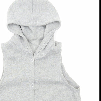 Preworn Girls Grey Polyester Pullover Hoodie Size M Button