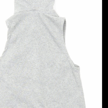 Preworn Girls Grey Polyester Pullover Hoodie Size M Button