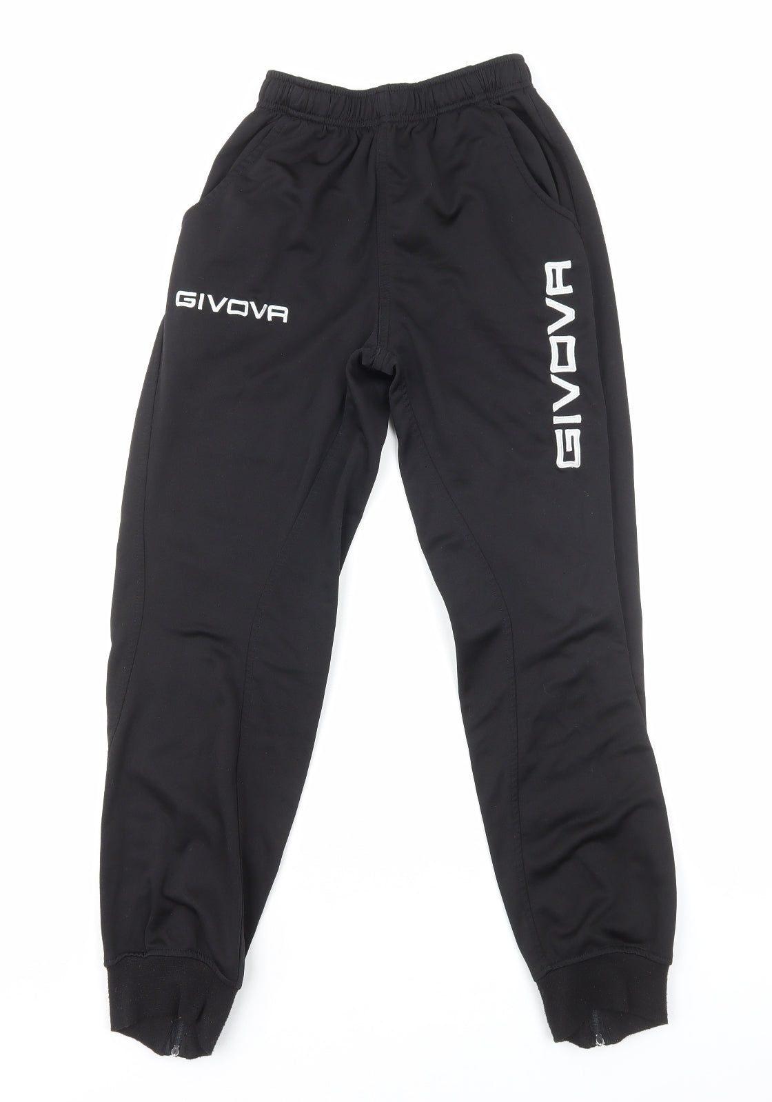 Givova Boys Black Polyester Sweatpants Trousers Size XS Regular Drawstring