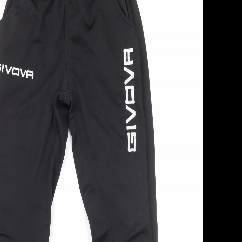 Givova Boys Black Polyester Sweatpants Trousers Size XS Regular Drawstring