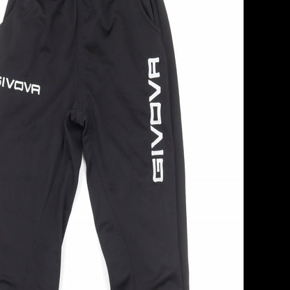 Givova Boys Black Polyester Sweatpants Trousers Size XS Regular Drawstring