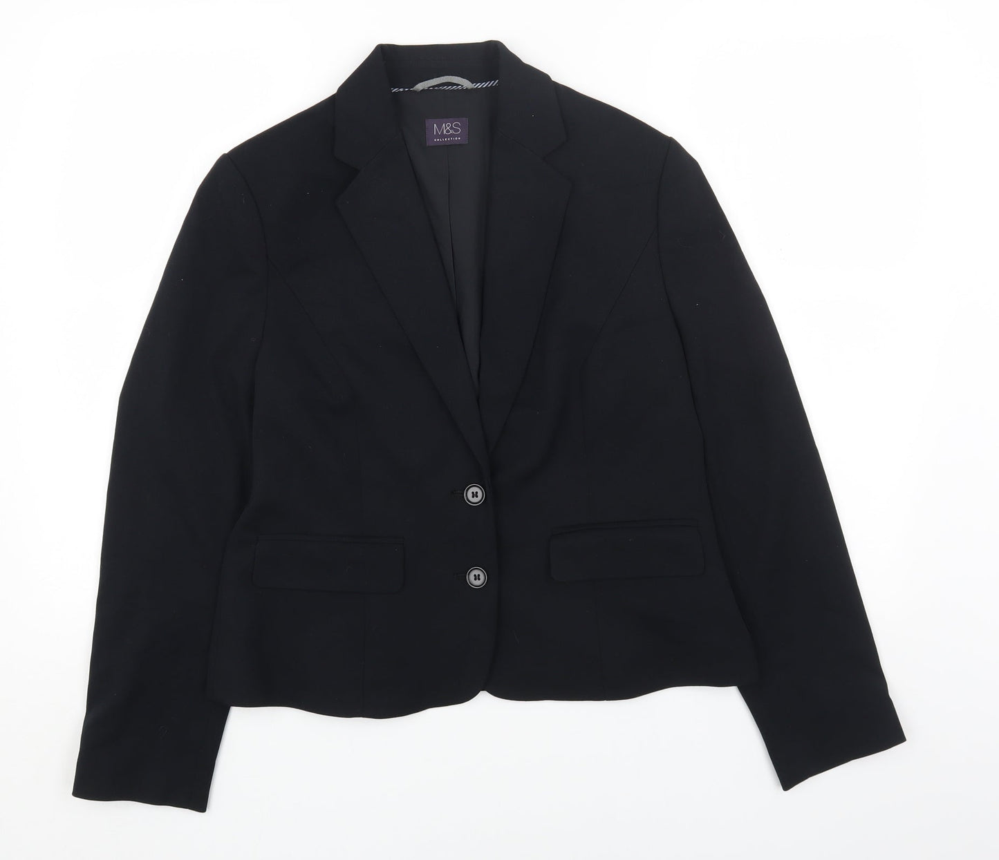 Marks and Spencer Womens Black Polyacrylate Fibre Jacket Blazer Size 12